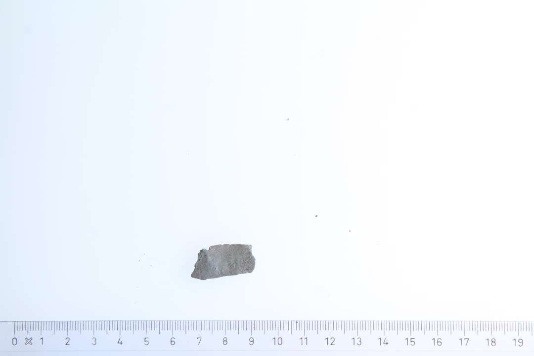 Lille bronze beslag med synlig nitte (2,2 cm).