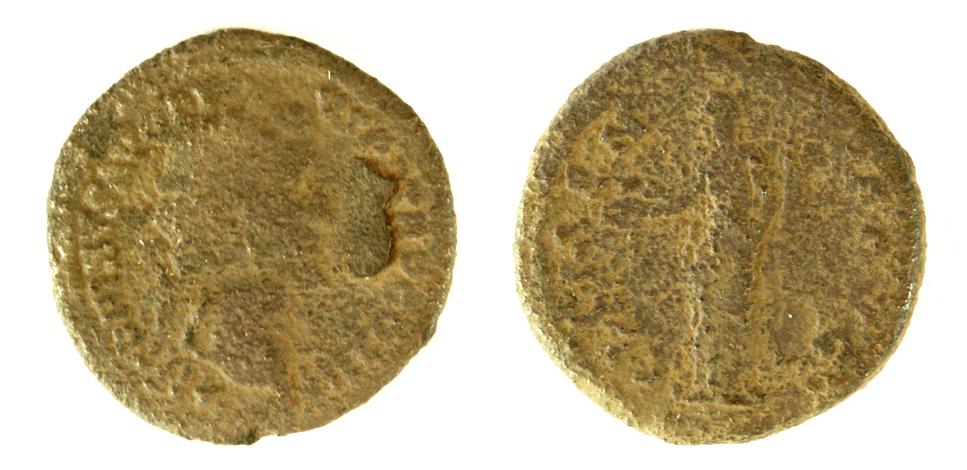 Romersk denar, sølvmønt. ø: 17 mm