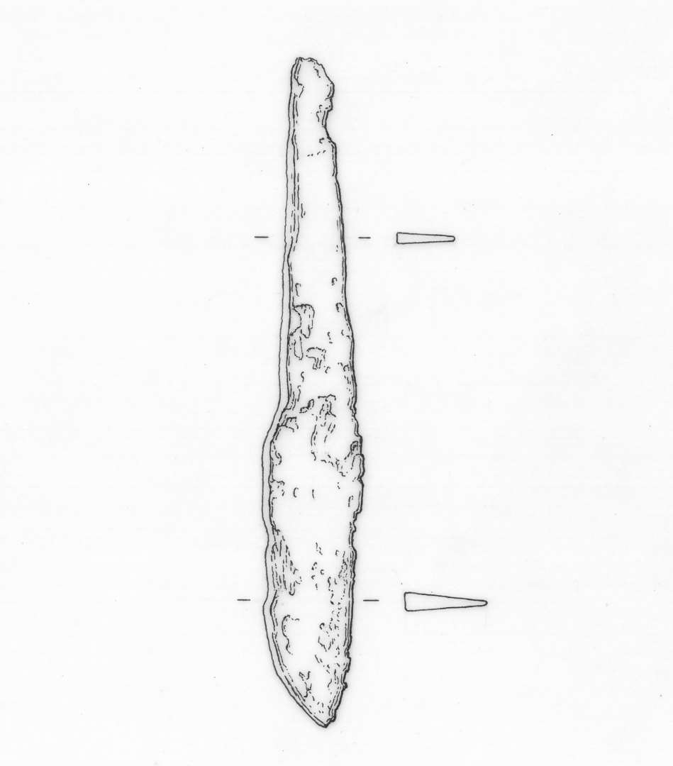 Fragment af kvinblad. Længde: 9,5 cm.